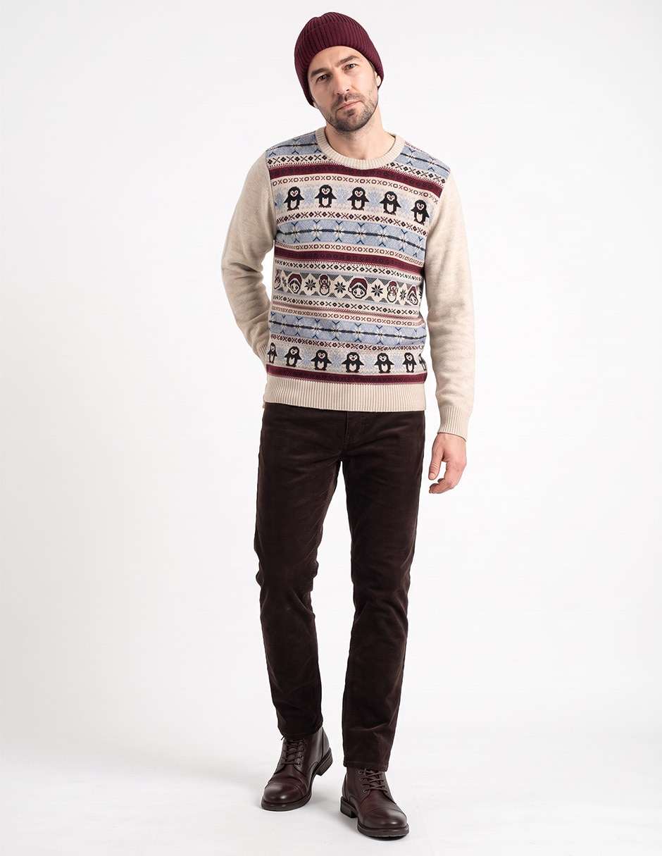 Suéter navideño cuello redondo para hombre 3