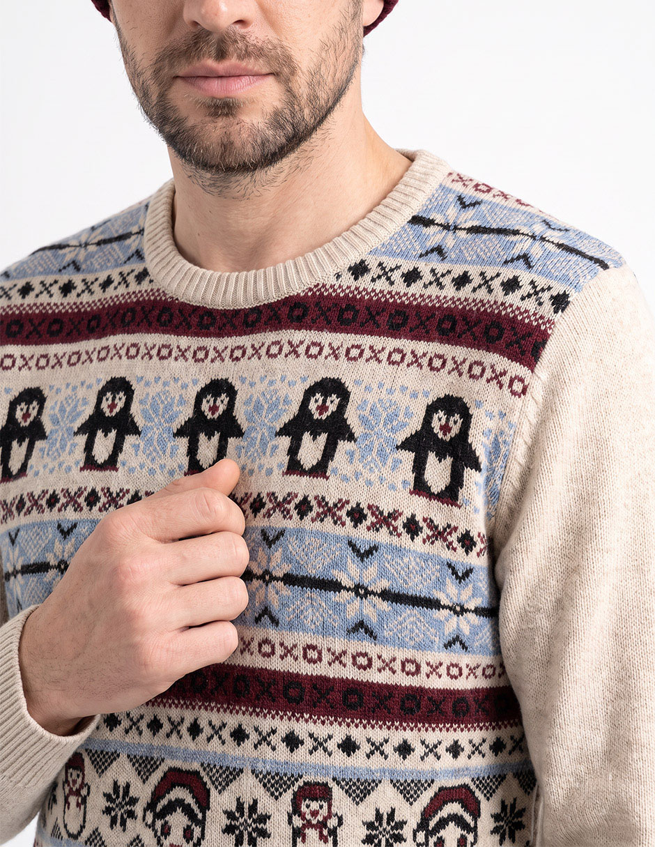 Suéter navideño cuello redondo para hombre 2