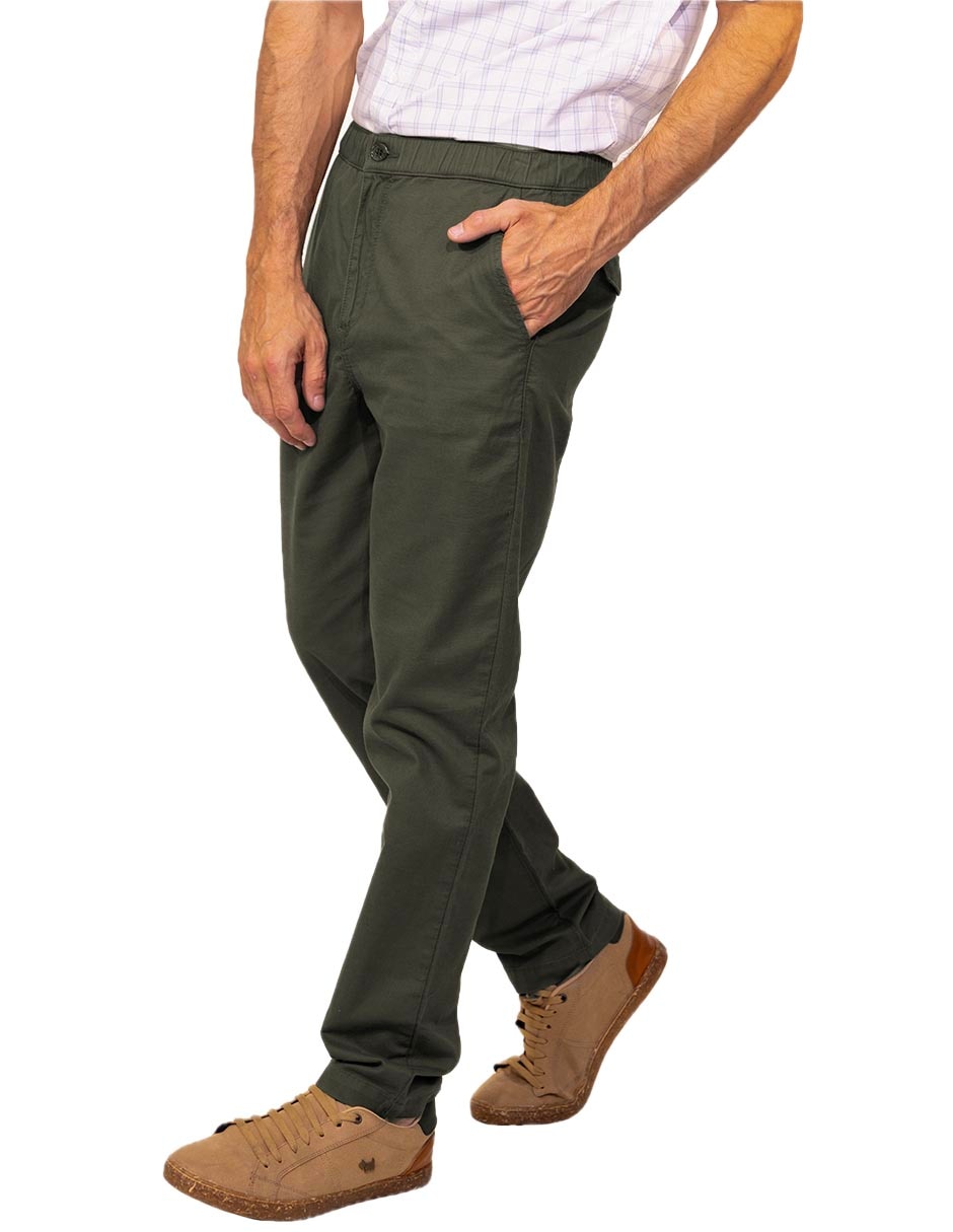 Pantalón chino regular de algodón y lino para hombre 3