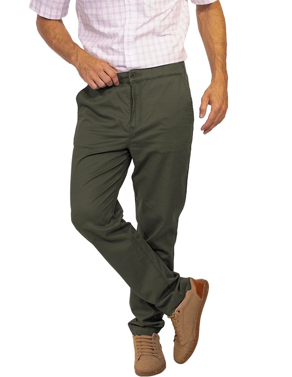 Pantalón chino regular de algodón y lino para hombre 1