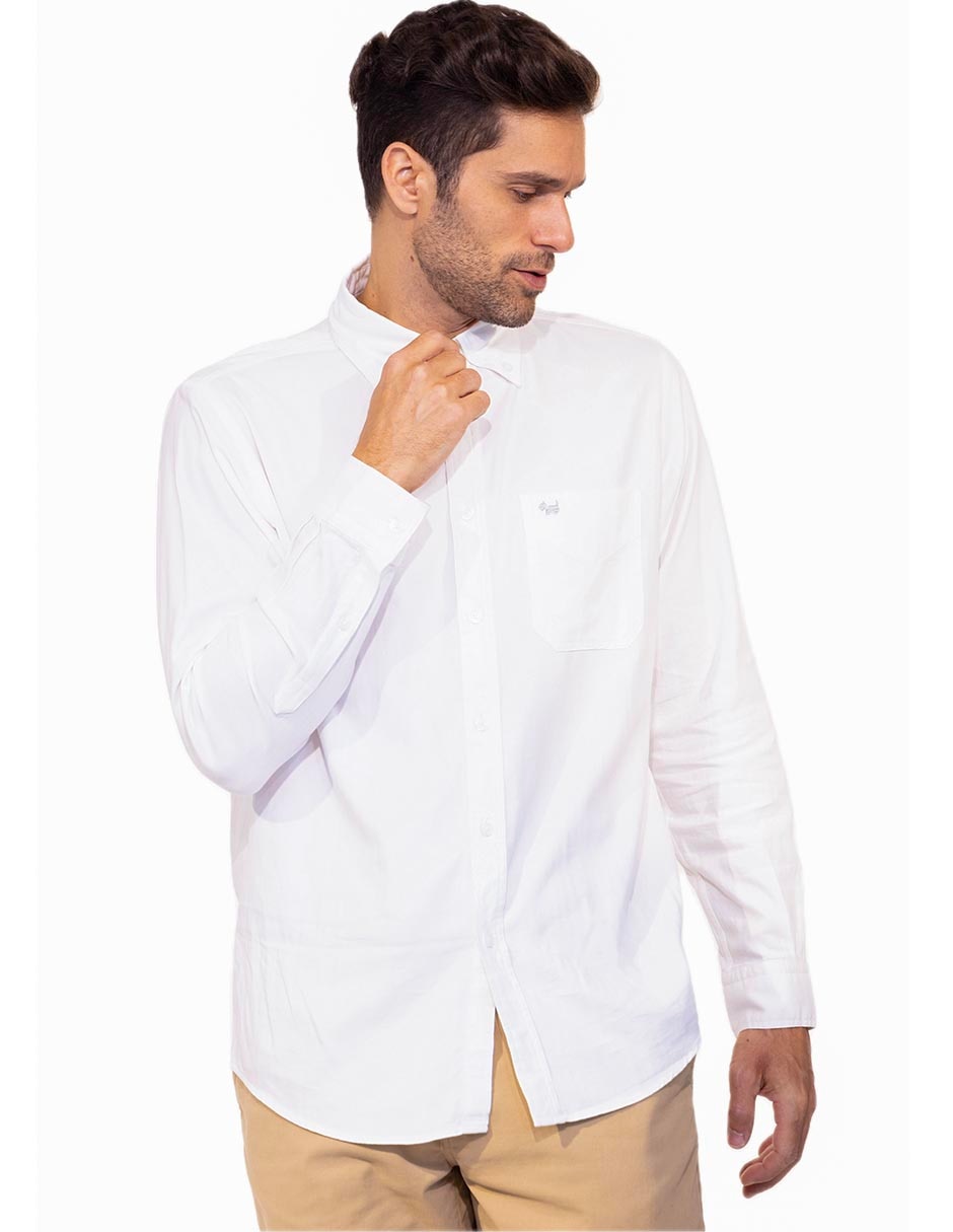 Camisa casual Ferrioni de algodón manga larga para hombre