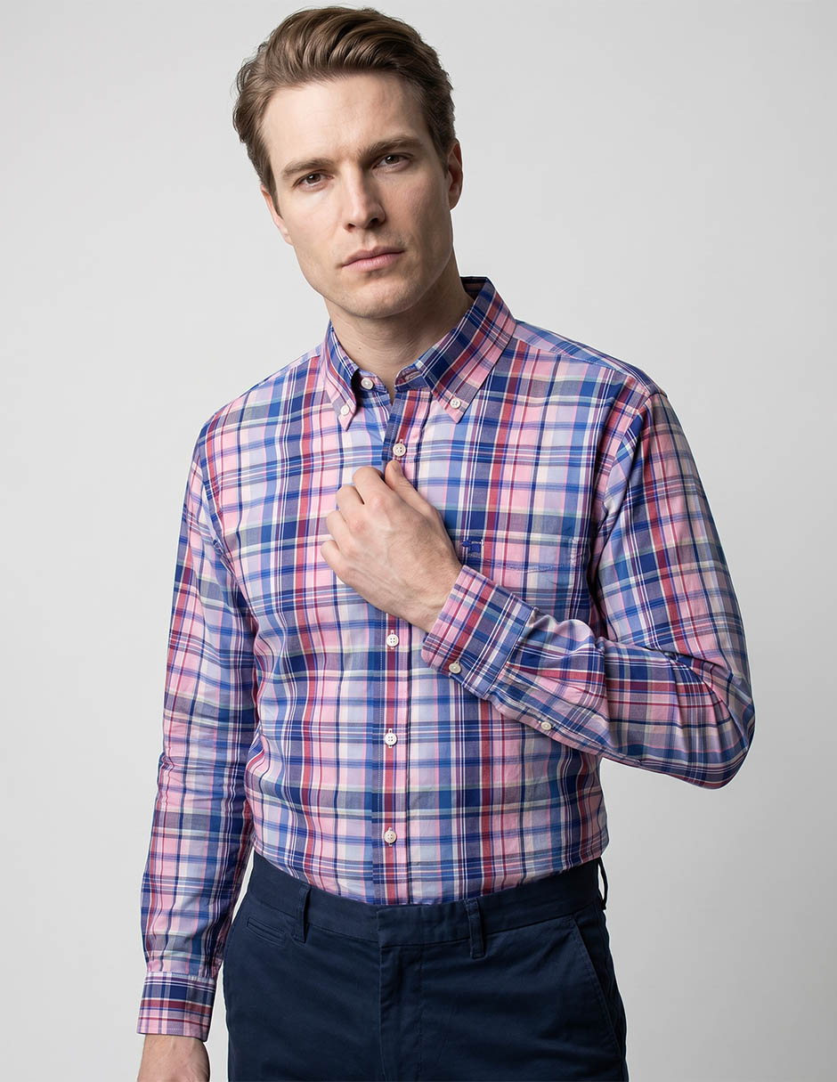 Camisa casual de algodón manga larga para hombre Camisa casual de algodón manga larga para hombre
