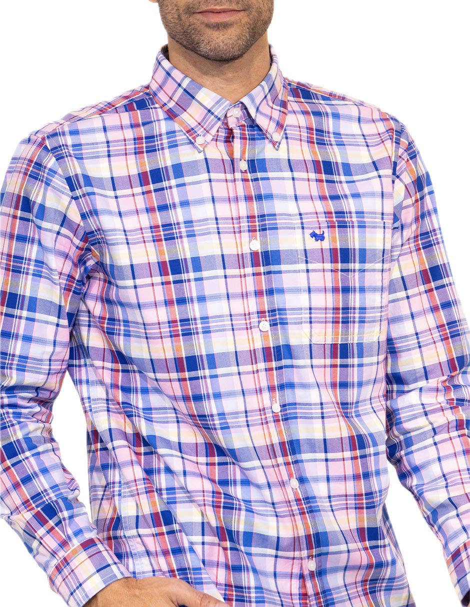 Camisa casual ferrioni de algodón manga larga para hombre