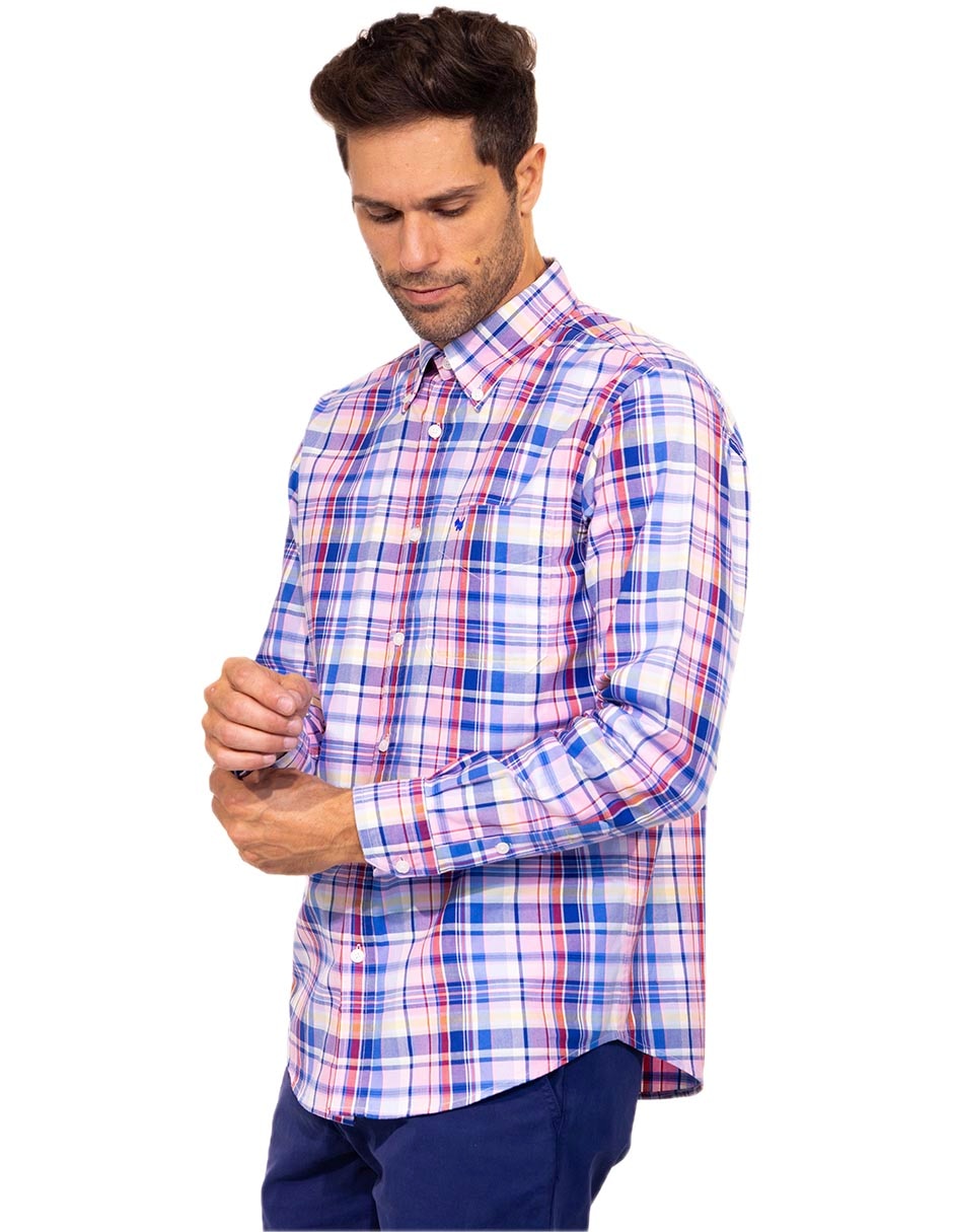 Camisa casual ferrioni de algodón manga larga para hombre