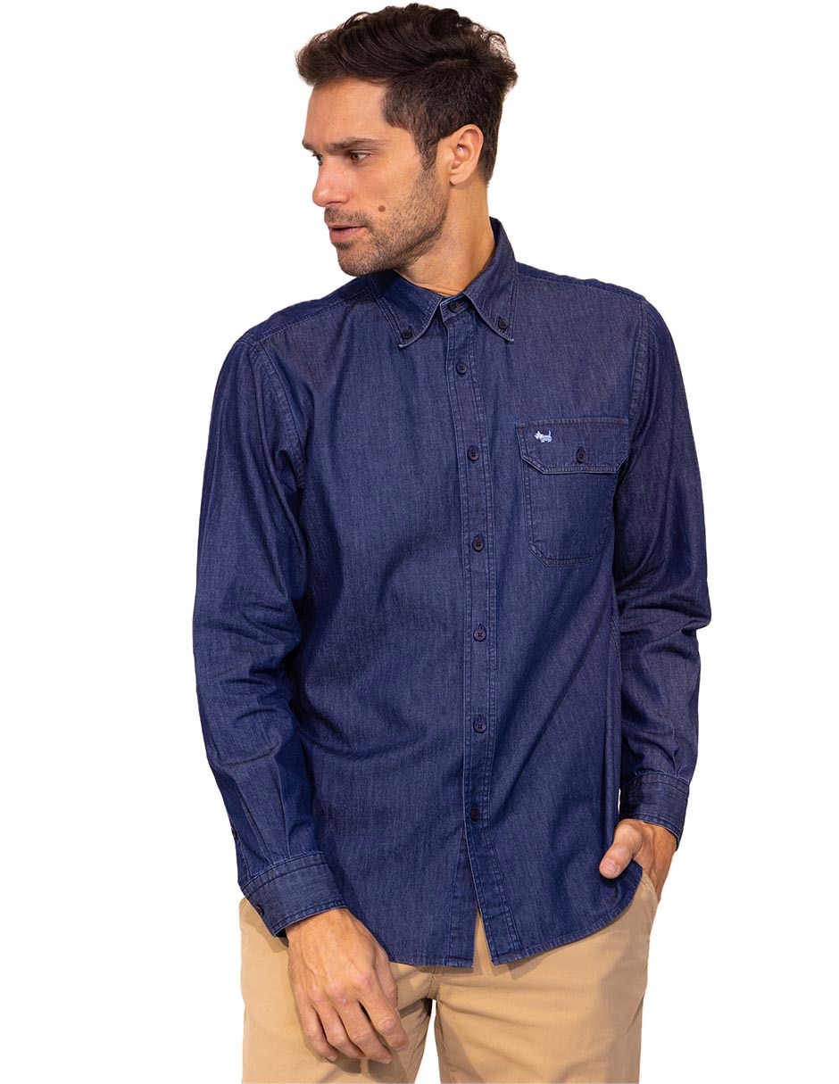 Camisa casual de algodón manga larga para hombre