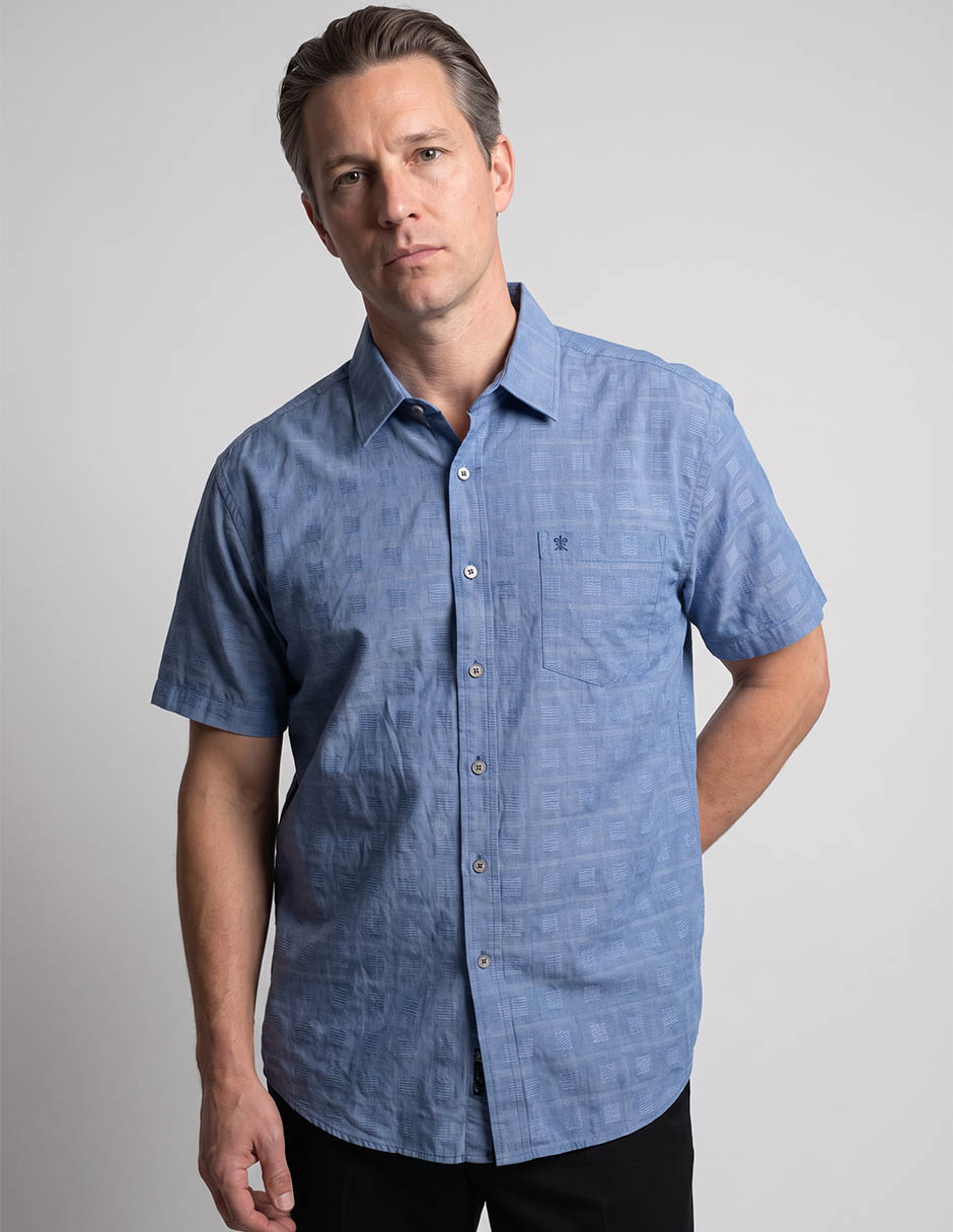 Camisa casual de algodón manga corta para hombre