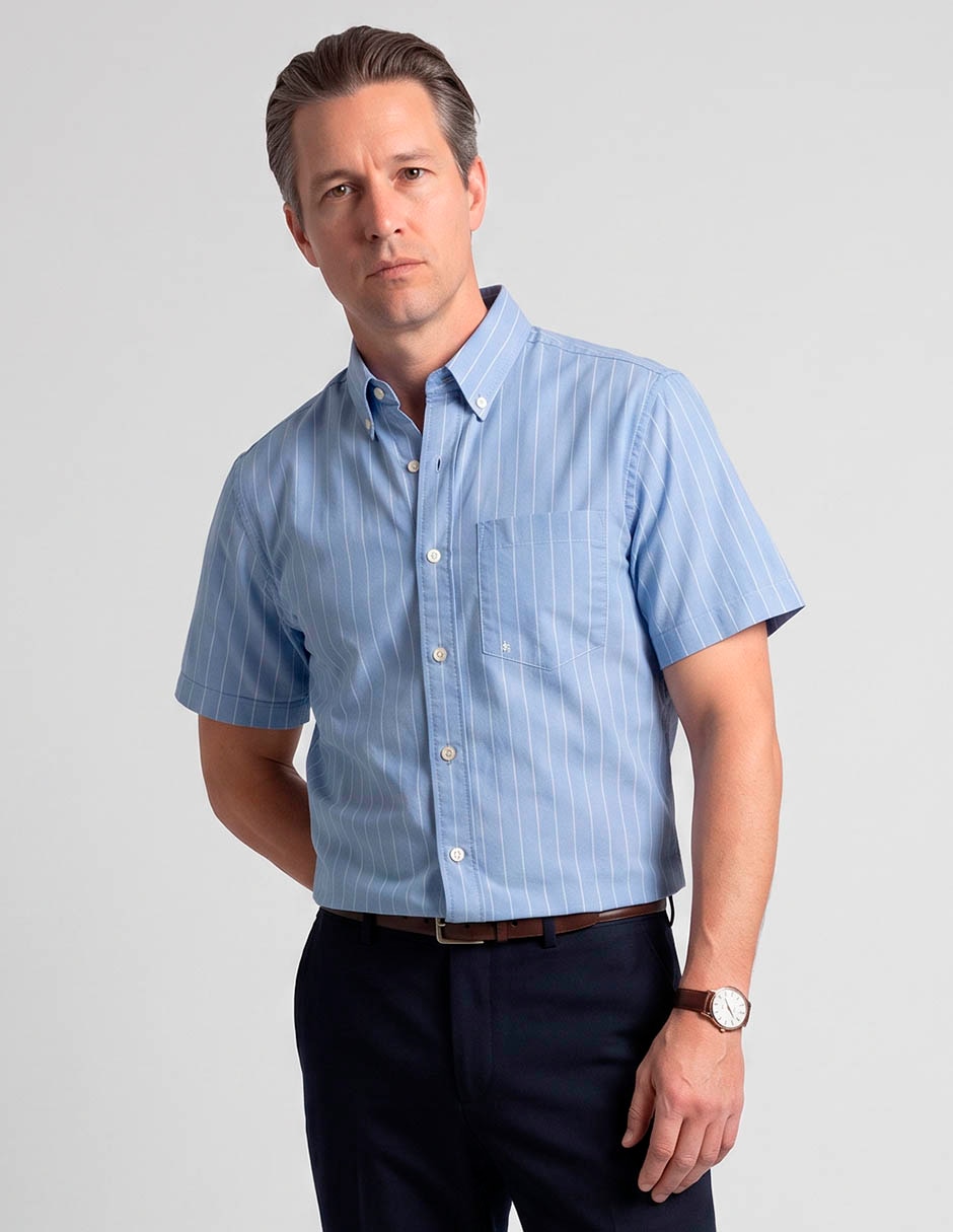Camisa casual de algodón manga corta para hombre