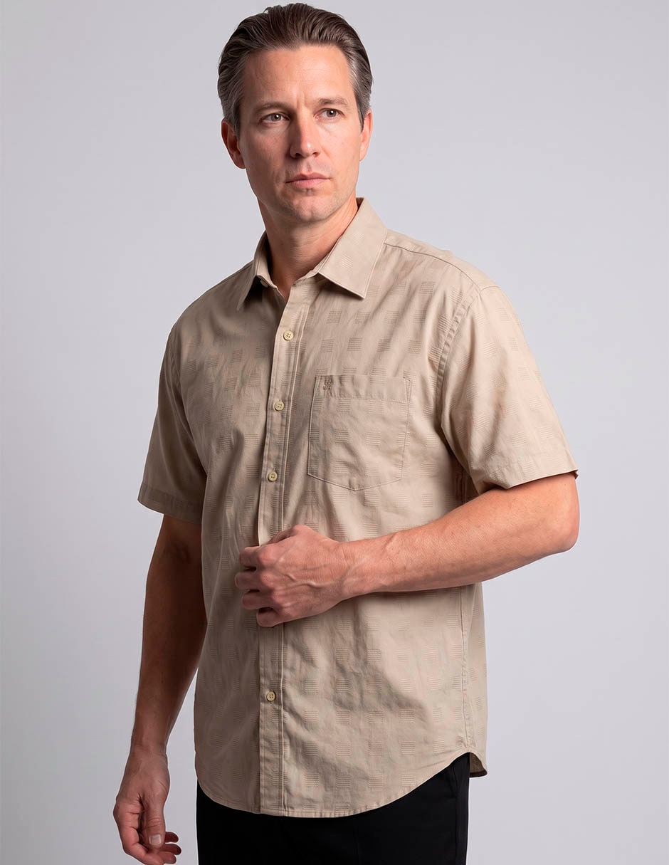 Camisa casual de algodón manga corta para hombre