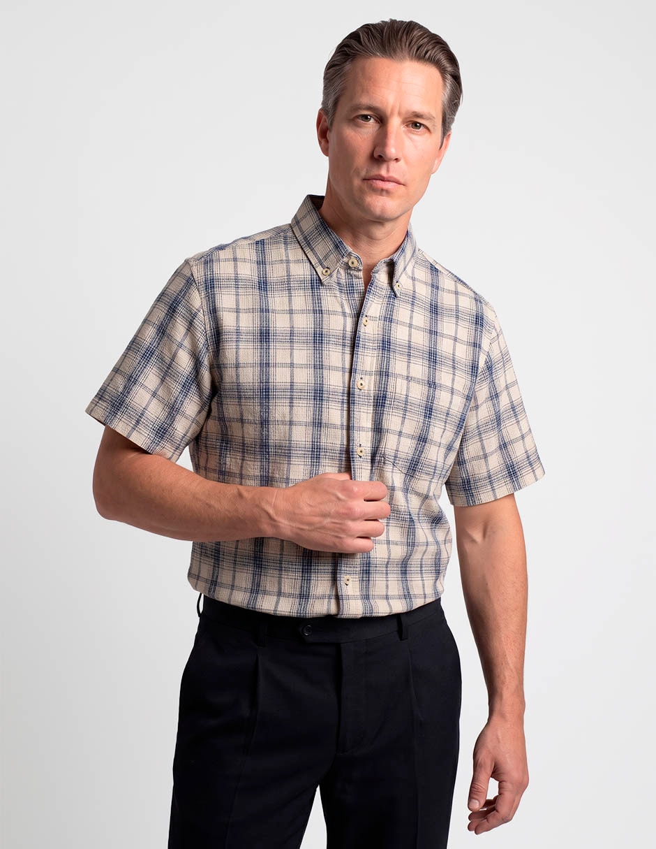 Camisa casual de algodón manga corta para hombre Camisa casual de algodón manga corta para hombre