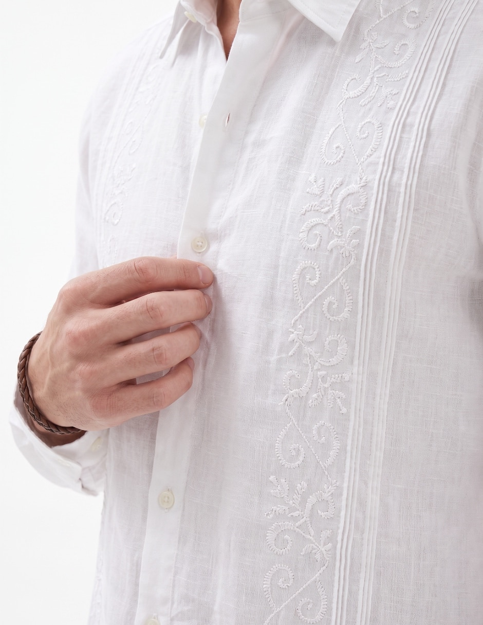 Guayabera manga larga para hombre 4