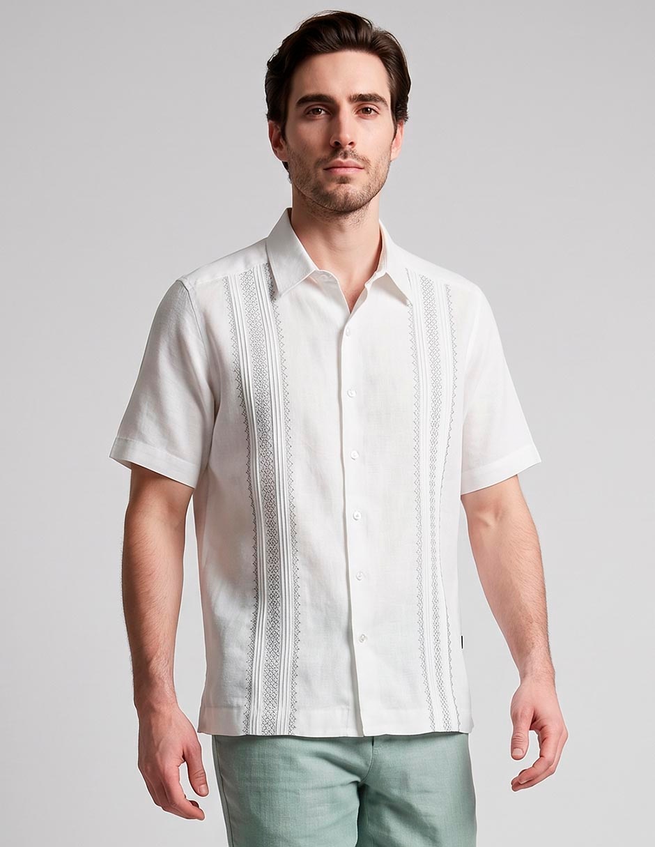 Camisa de vestir de lino manga corta para hombre Camisa de vestir de lino manga corta para hombre
