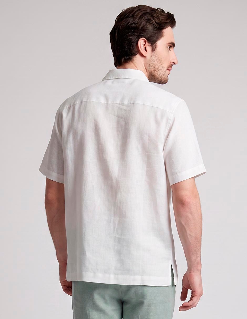 Camisa de vestir de lino manga corta para hombre 2