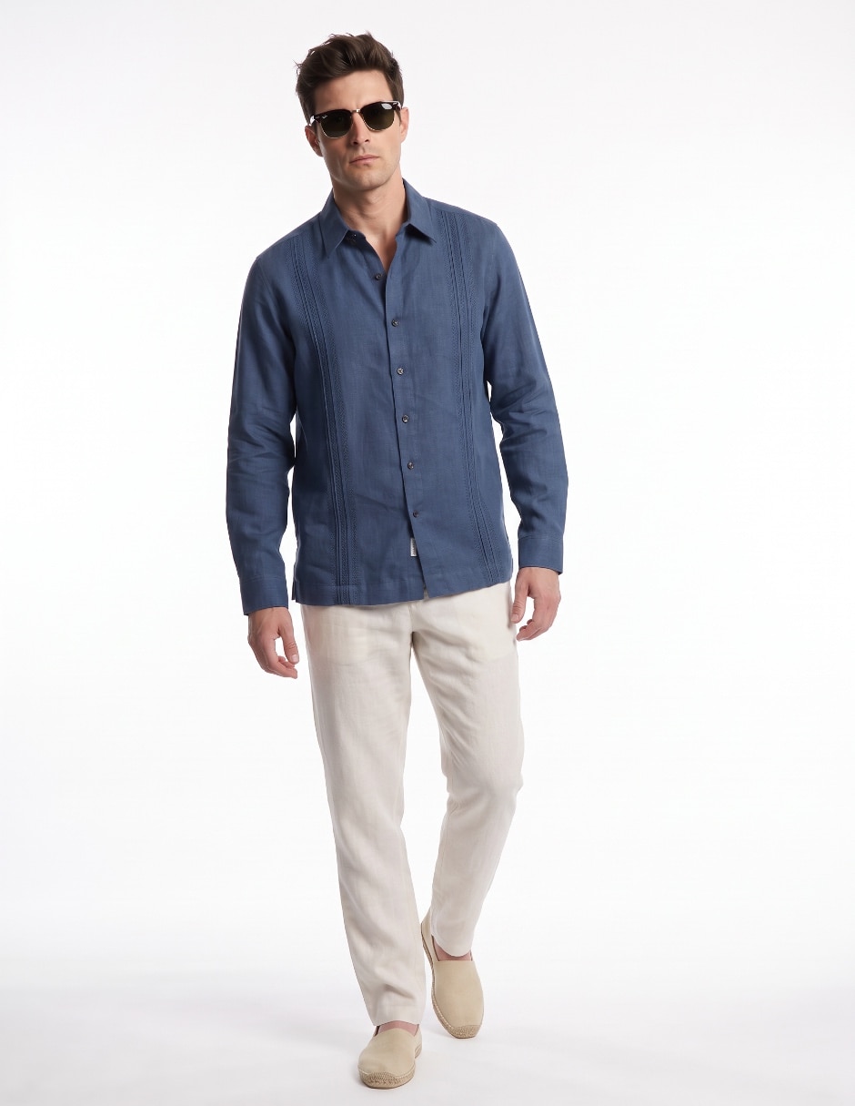 Guayabera manga larga para hombre 3