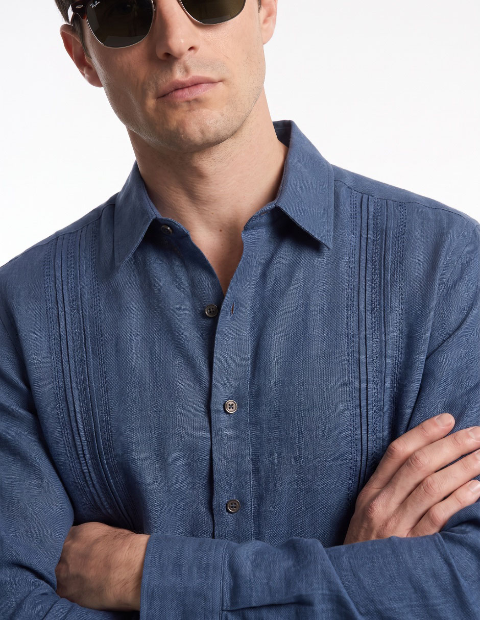 Guayabera manga larga para hombre 4