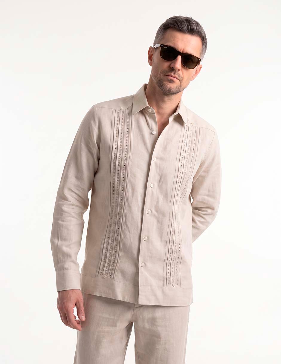 Guayabera manga larga para hombre