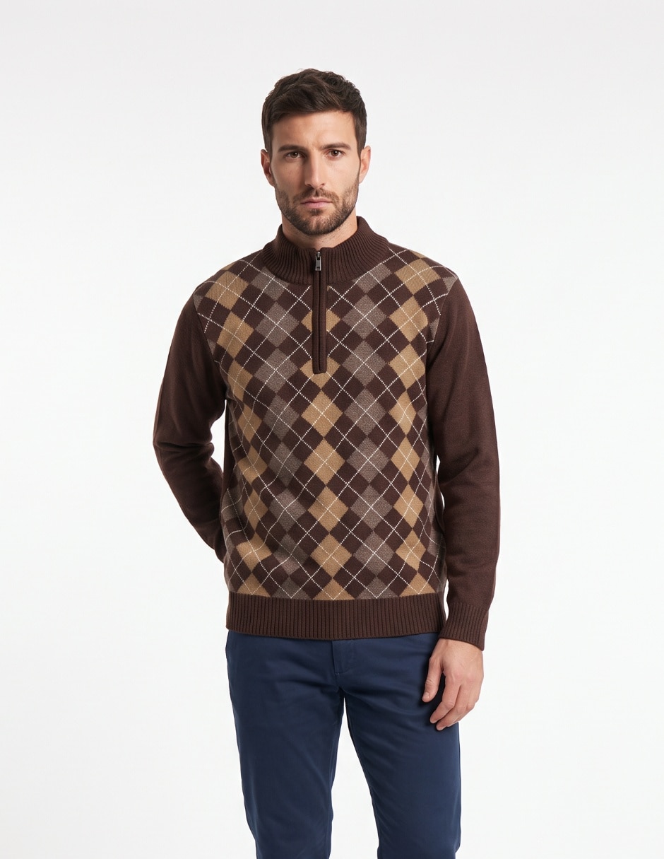 Suéter cuello con cierre para hombre Suéter cuello con cierre para hombre