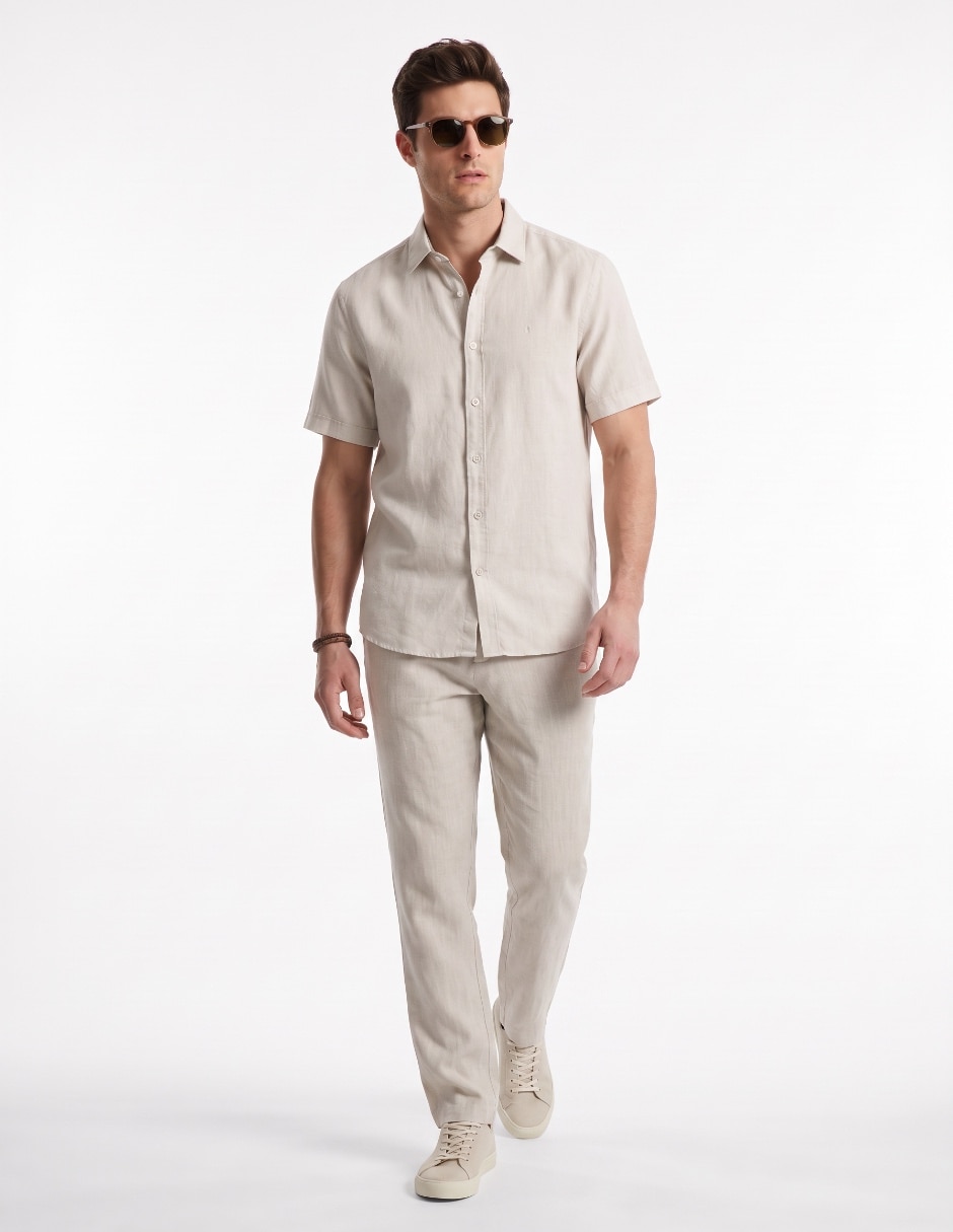 Camisa/Sobrecamisa Casual de (si aplica) Algodón y lino manga Corta para hombre 3