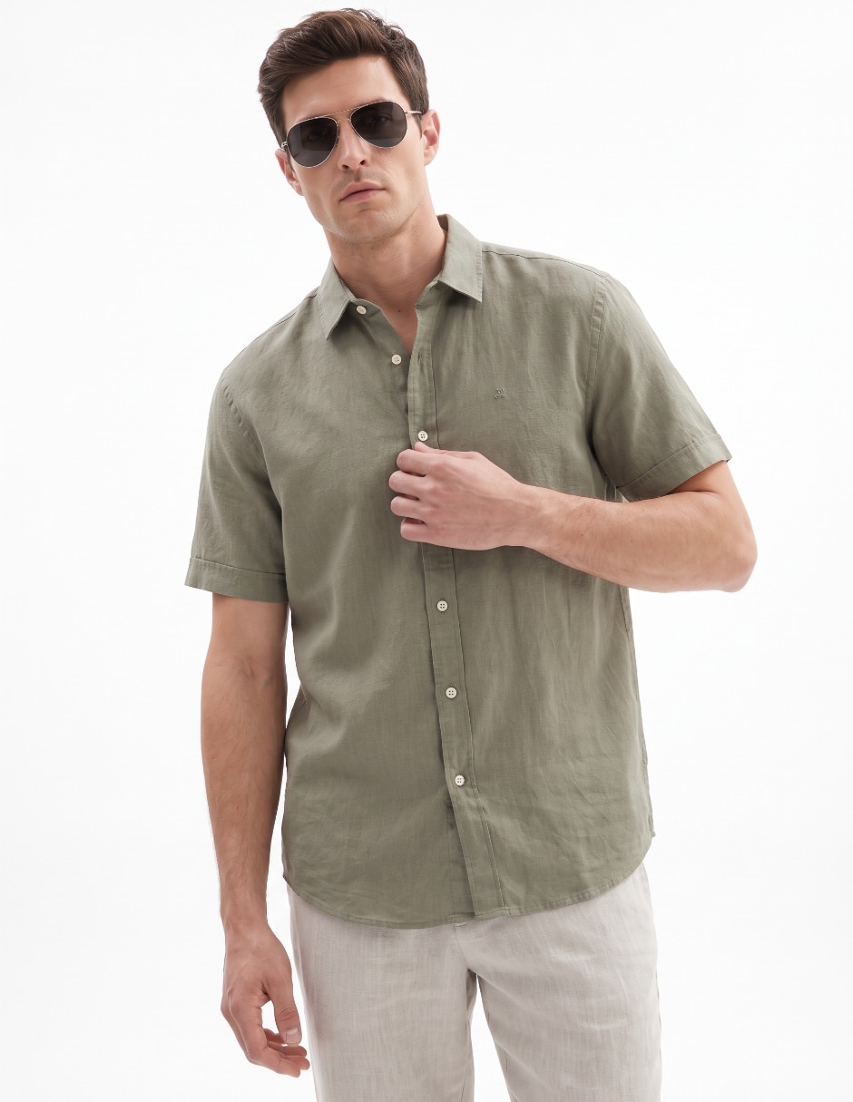 Camisa/Sobrecamisa Casual de (si aplica) Algodón y lino manga Corta para hombre Camisa/Sobrecamisa Casual de (si aplica) Algodón y lino manga Corta para hombre