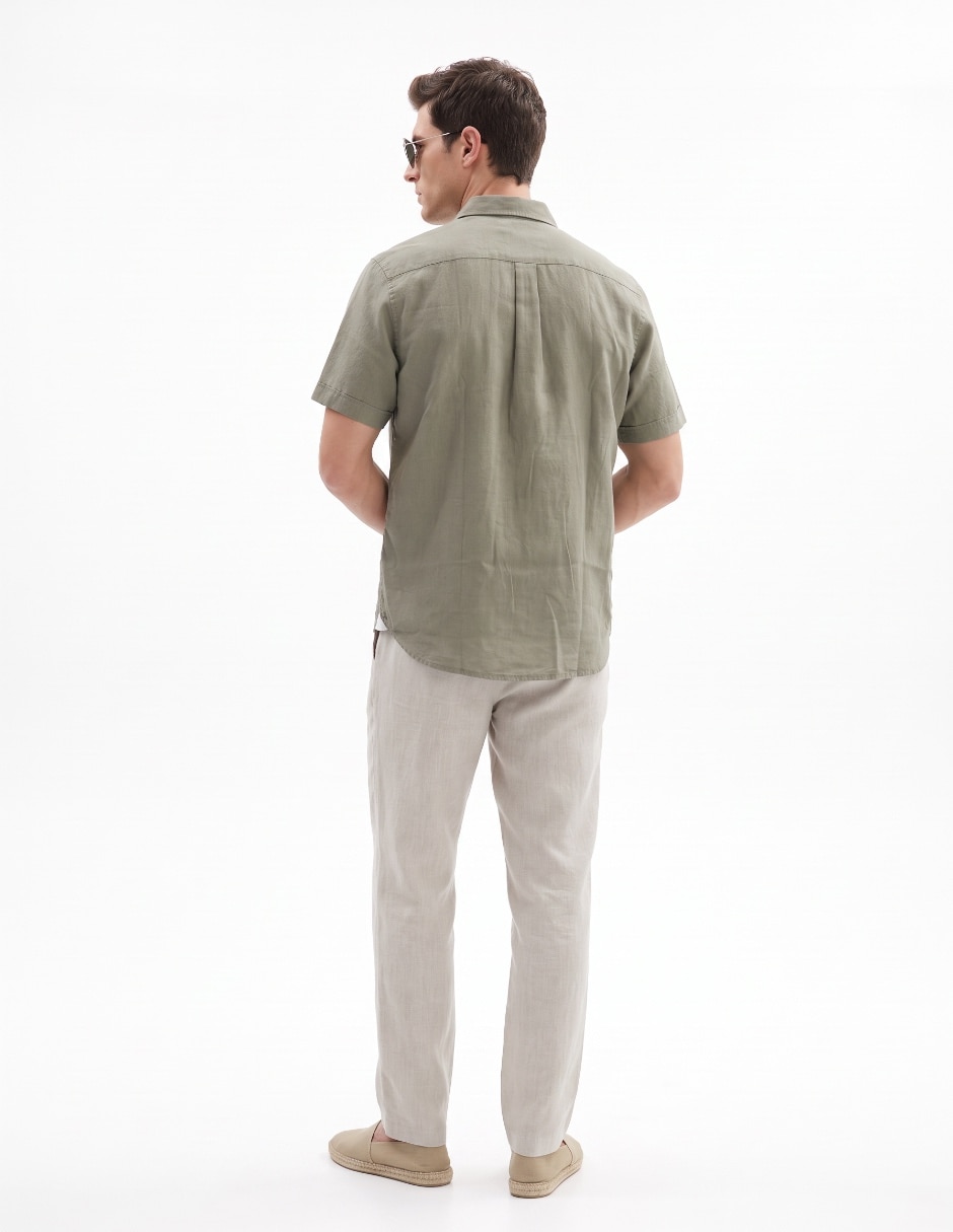 Camisa/Sobrecamisa Casual de (si aplica) Algodón y lino manga Corta para hombre 2