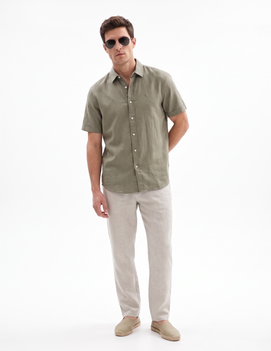 Camisa/Sobrecamisa Casual de (si aplica) Algodón y lino manga Corta para hombre 3