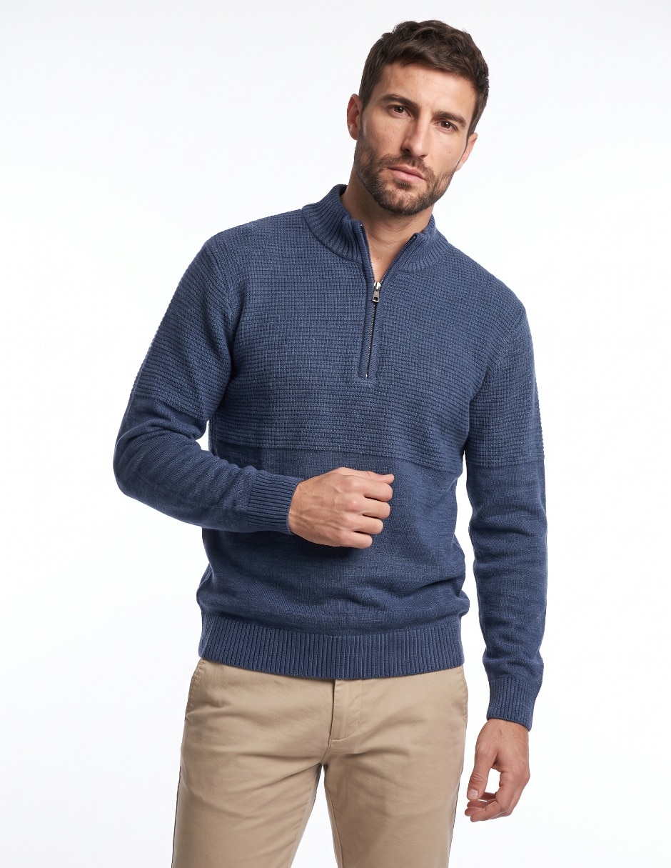 Suéter cuello con cierre para hombre Suéter cuello con cierre para hombre