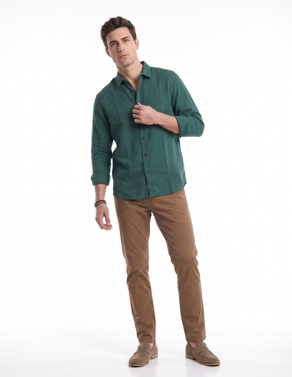 Camisa/Sobrecamisa Casual de (si aplica) Algodón y lino manga Larga para hombre 3