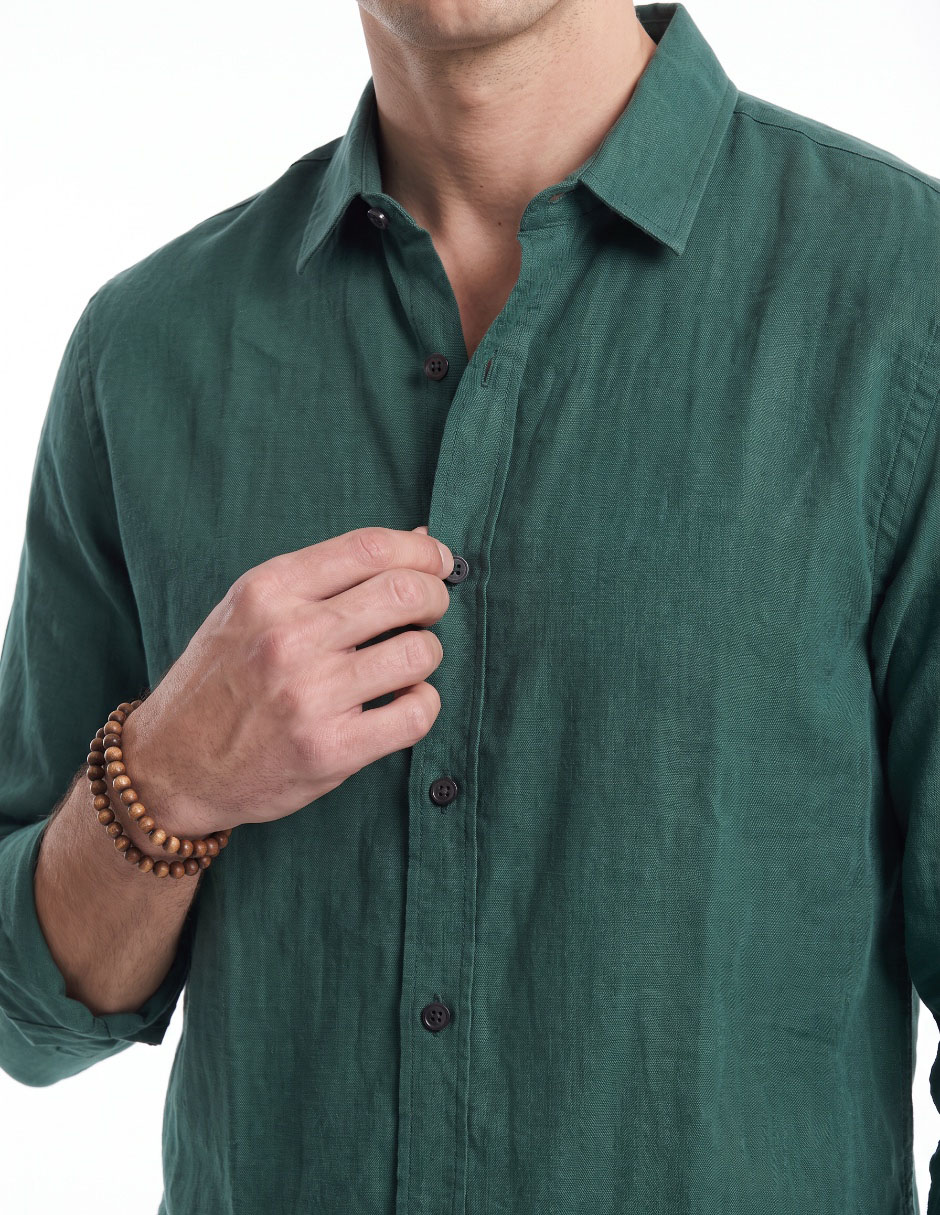 Camisa/Sobrecamisa Casual de (si aplica) Algodón y lino manga Larga para hombre 4