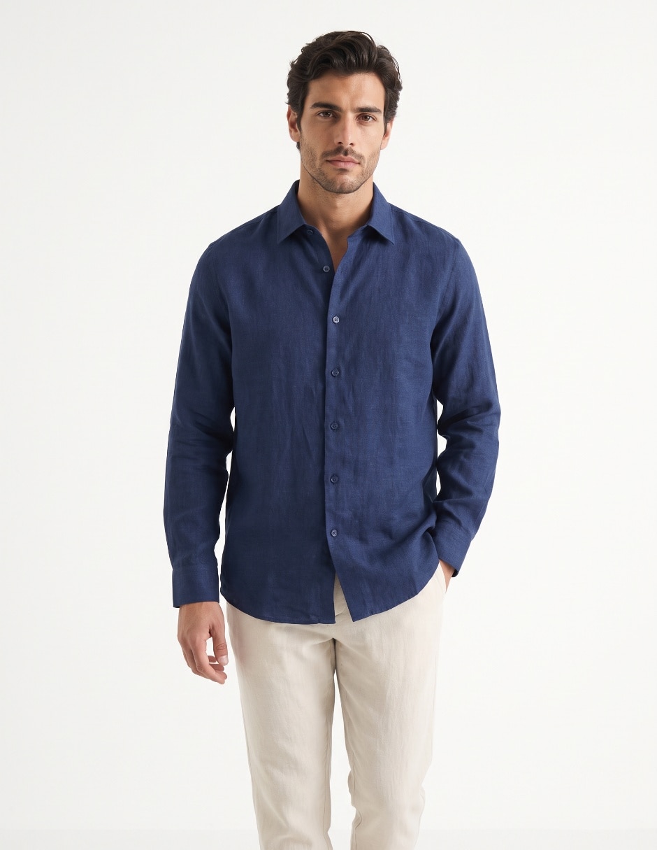 Camisa de vestir de lino para hombre Camisa de vestir de lino para hombre