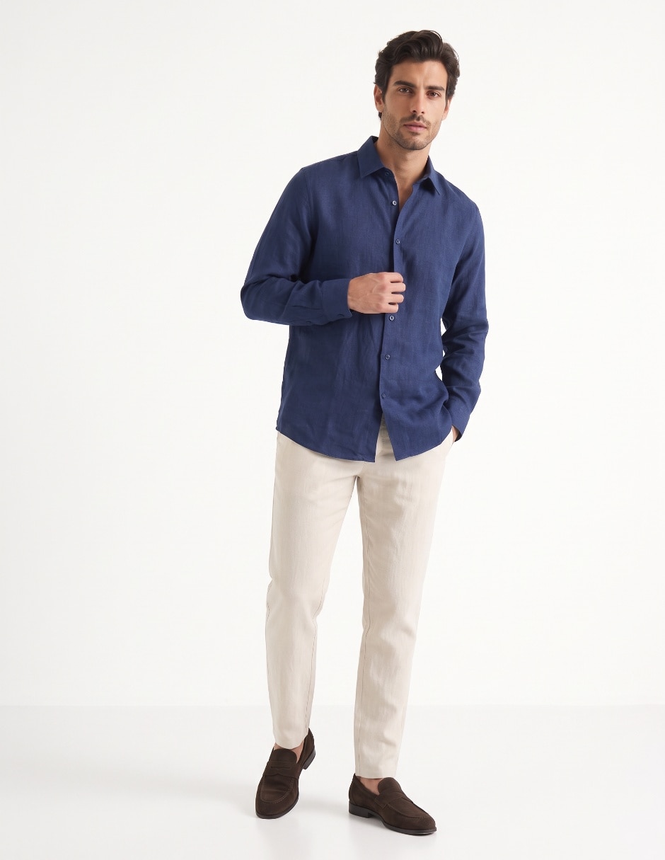 Camisa de vestir de lino para hombre 3
