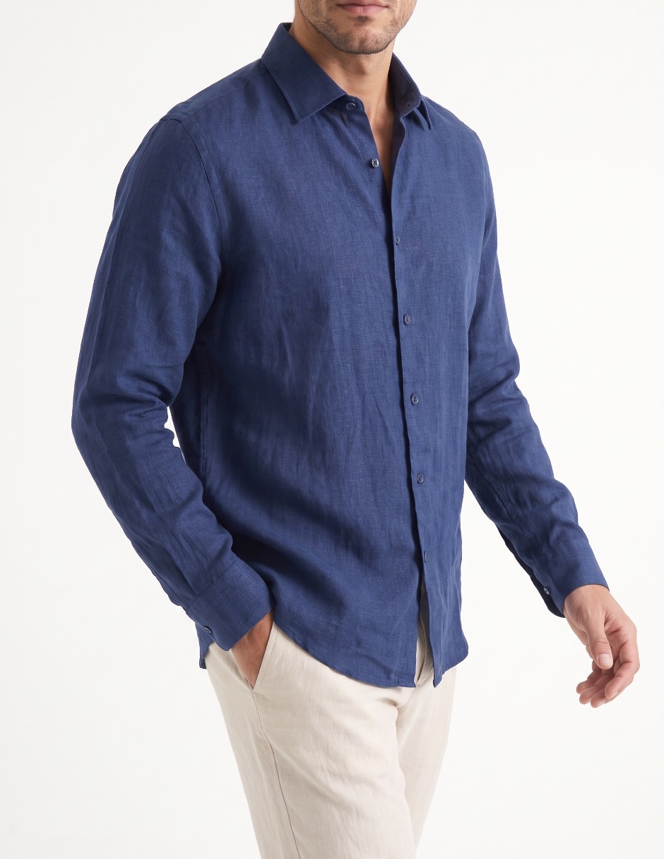 Camisa de vestir de lino para hombre 4