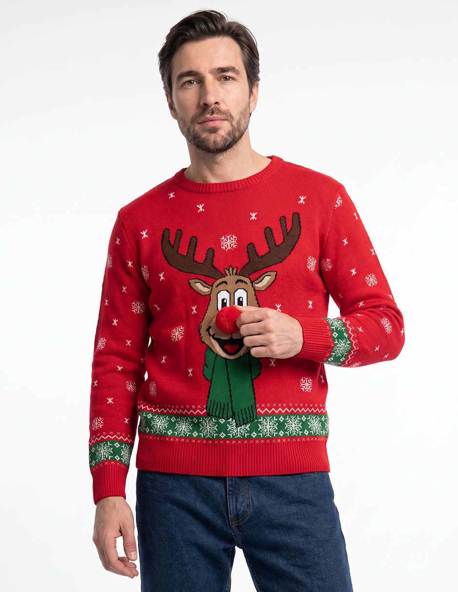 Suéter navideño cuello redondo para hombre Suéter navideño cuello redondo para hombre