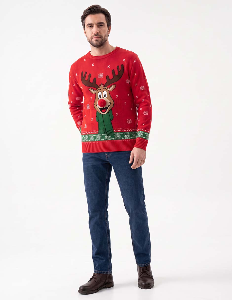 Suéter navideño cuello redondo para hombre 3