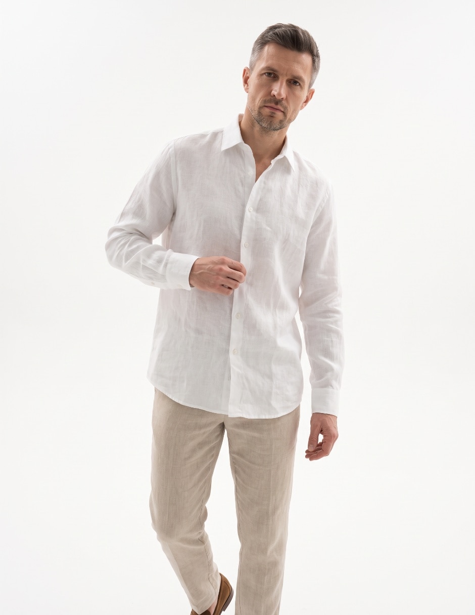 Camisa de vestir de lino para hombre