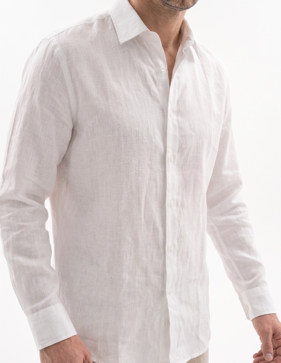 Camisa de vestir de lino para hombre 4