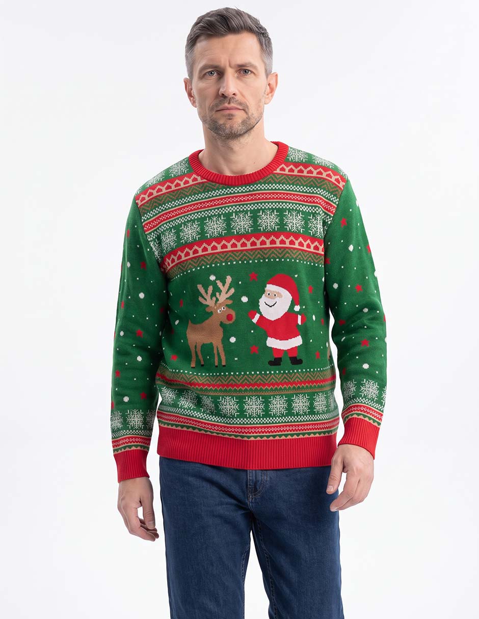 Suéter navideño cuello redondo para hombre Suéter navideño cuello redondo para hombre