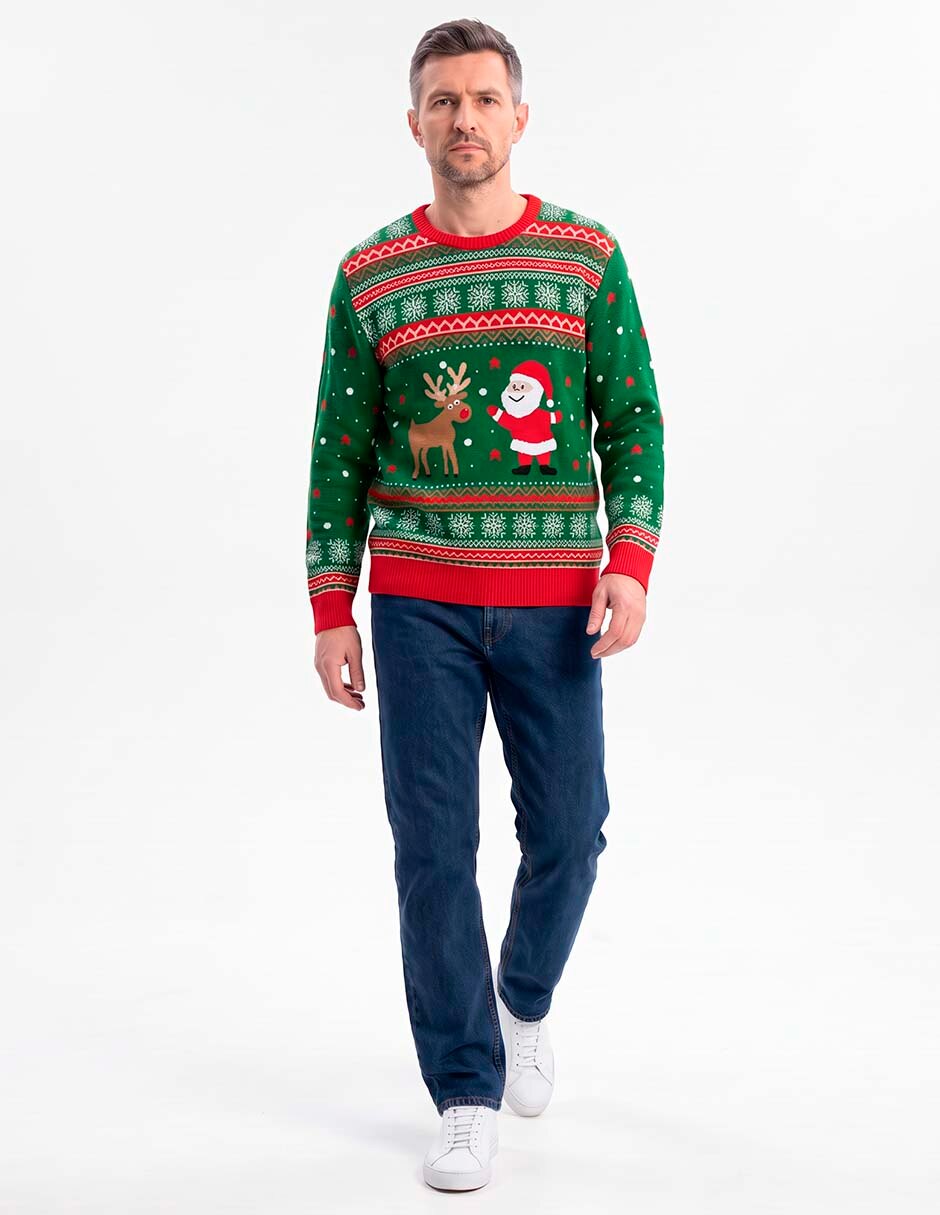 Suéter navideño cuello redondo para hombre 3