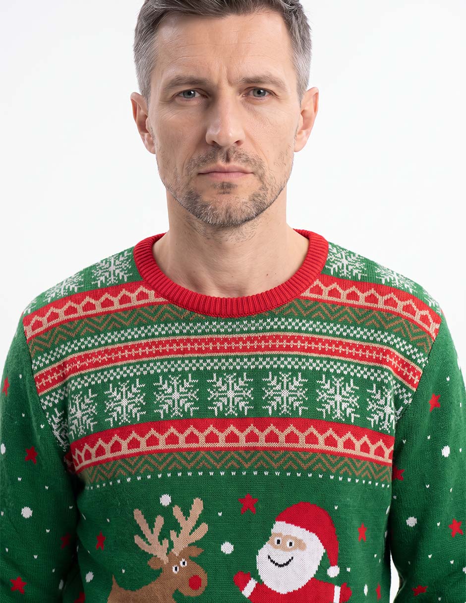 Suéter navideño cuello redondo para hombre 2