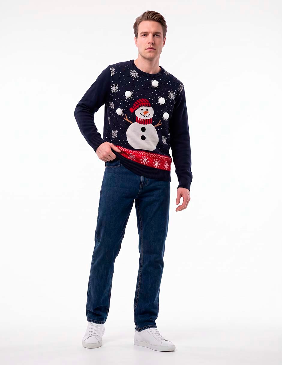 Suéter navideño cuello redondo para hombre 3