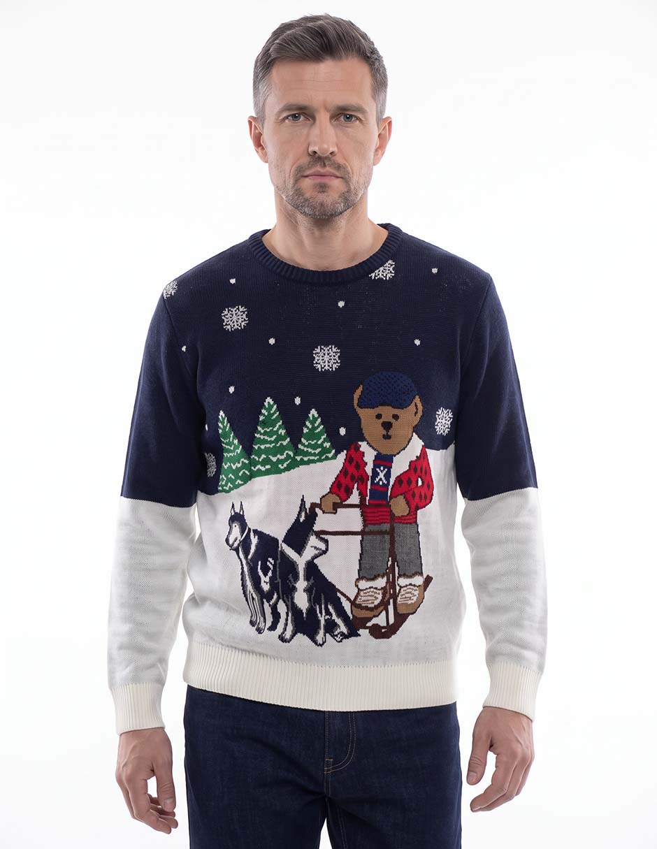 Suéter navideño cuello redondo para hombre Suéter navideño cuello redondo para hombre