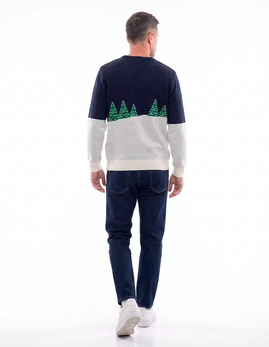Suéter navideño cuello redondo para hombre 4