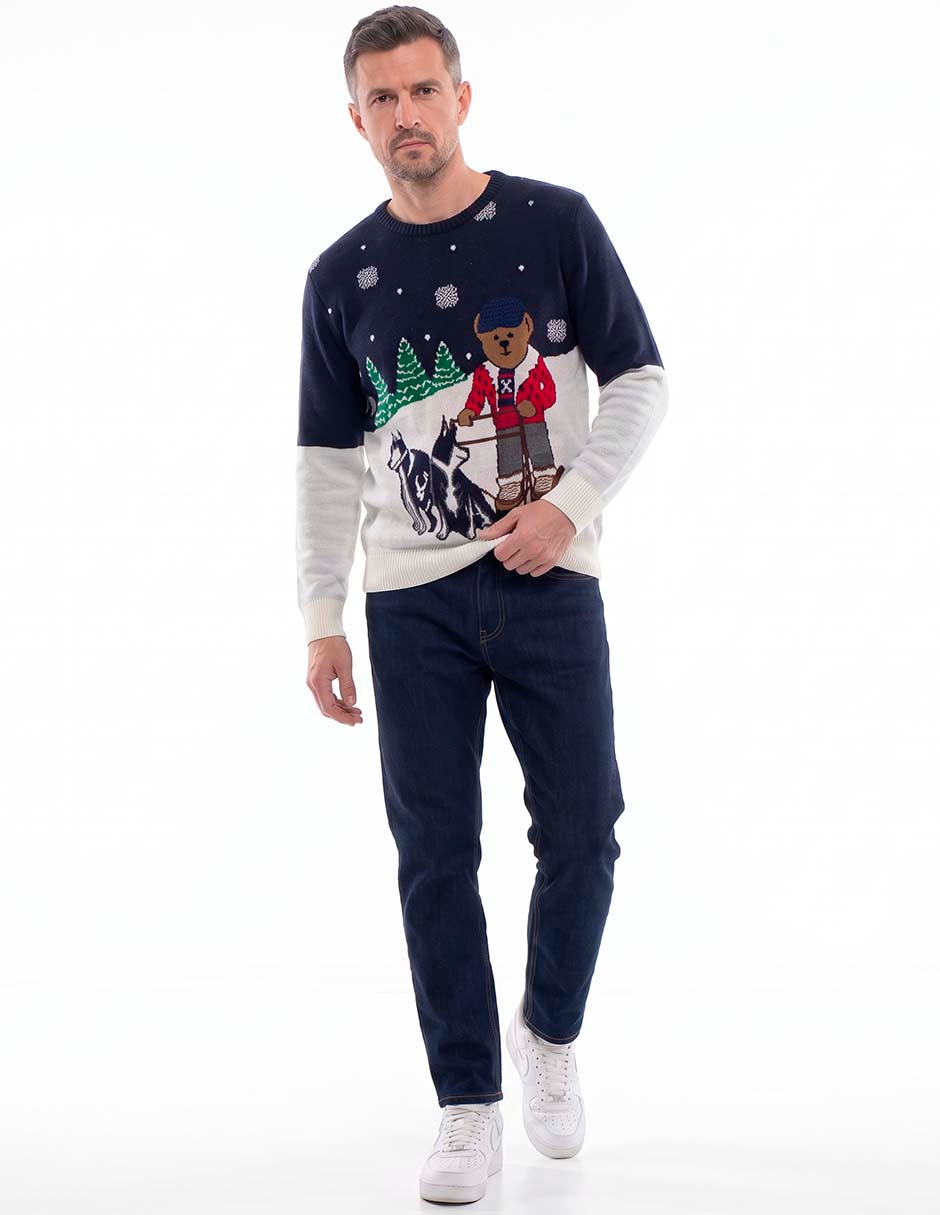 Suéter navideño cuello redondo para hombre 3