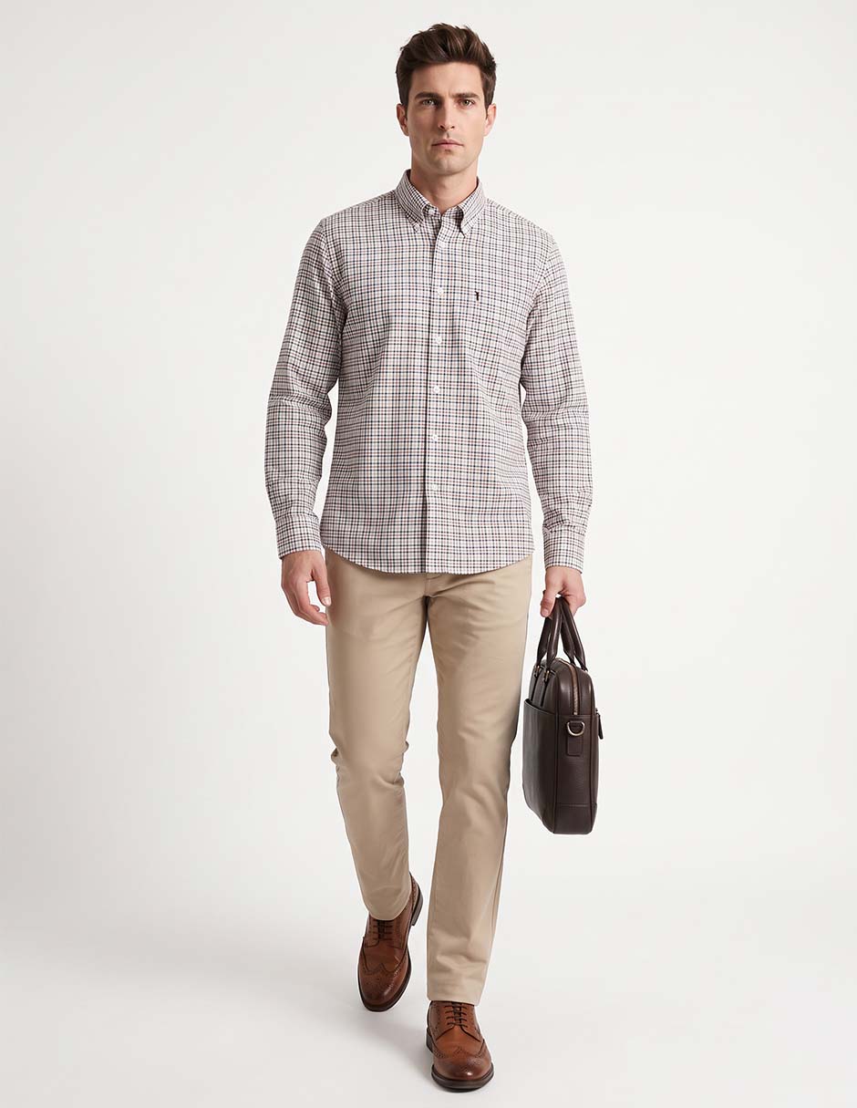 Camisa casual de algodón manga larga para hombre