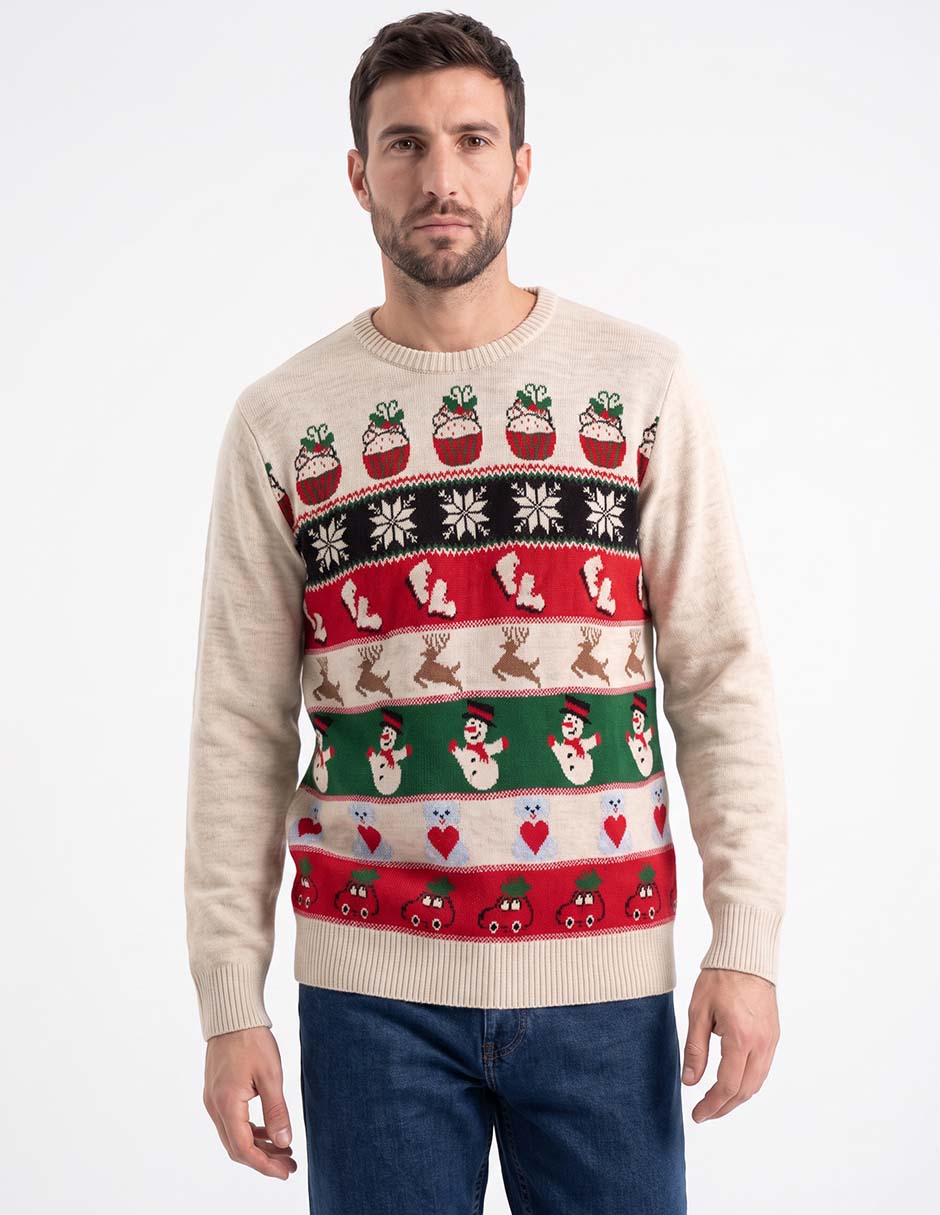 Suéter navideño cuello redondo para hombre Suéter navideño cuello redondo para hombre