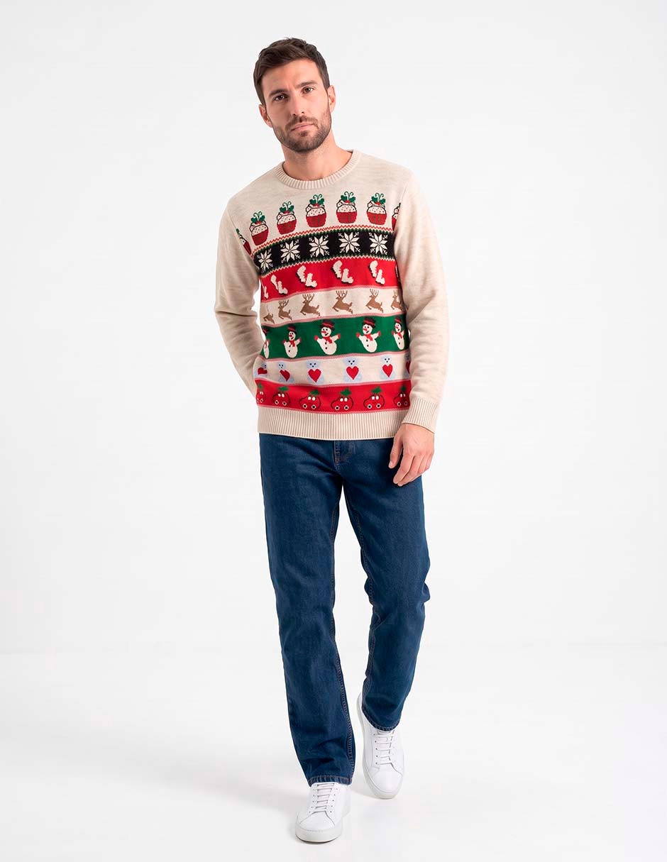 Suéter navideño cuello redondo para hombre 3