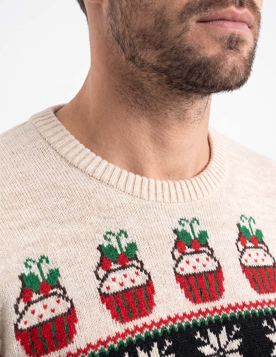 Suéter navideño cuello redondo para hombre 2