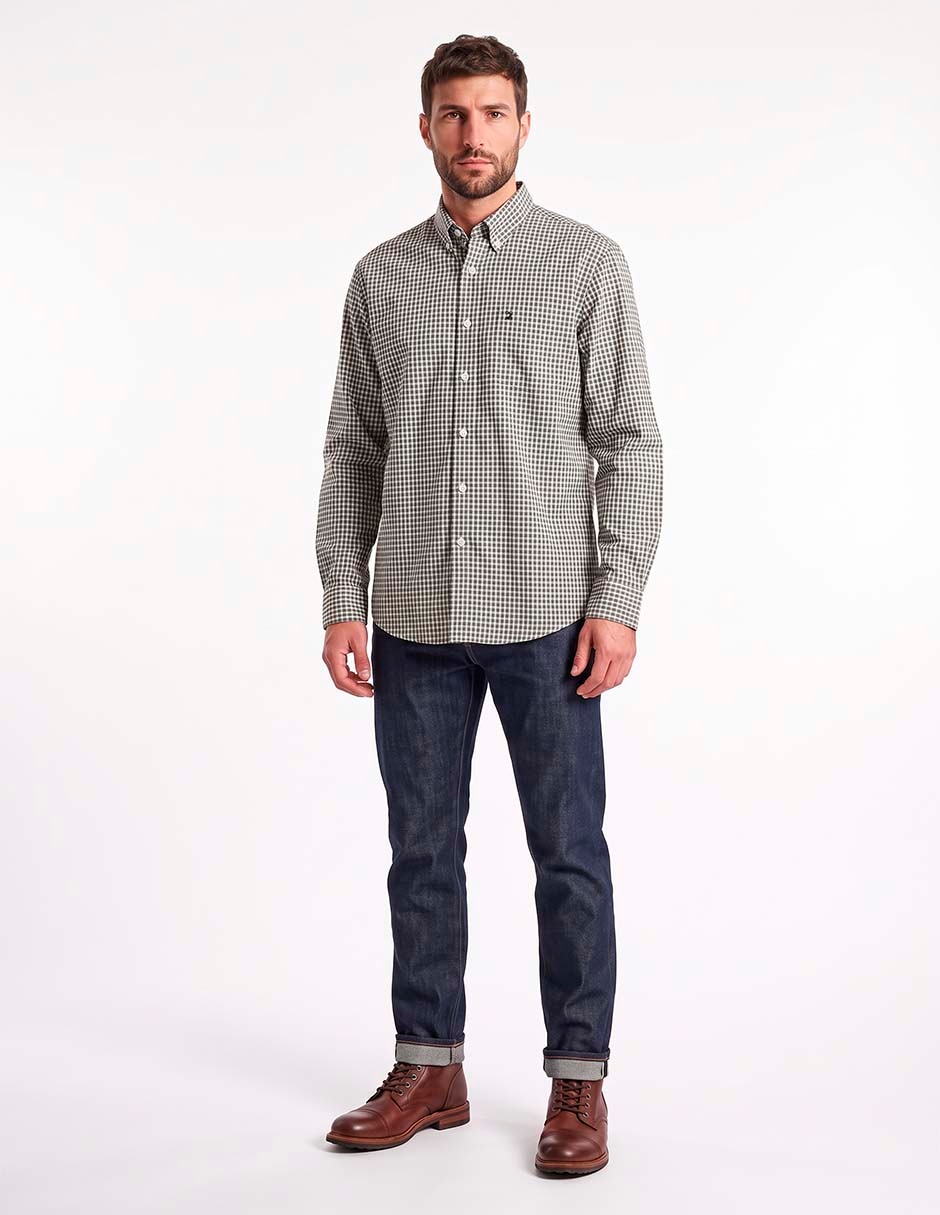 Camisa casual de algodón manga larga para hombre