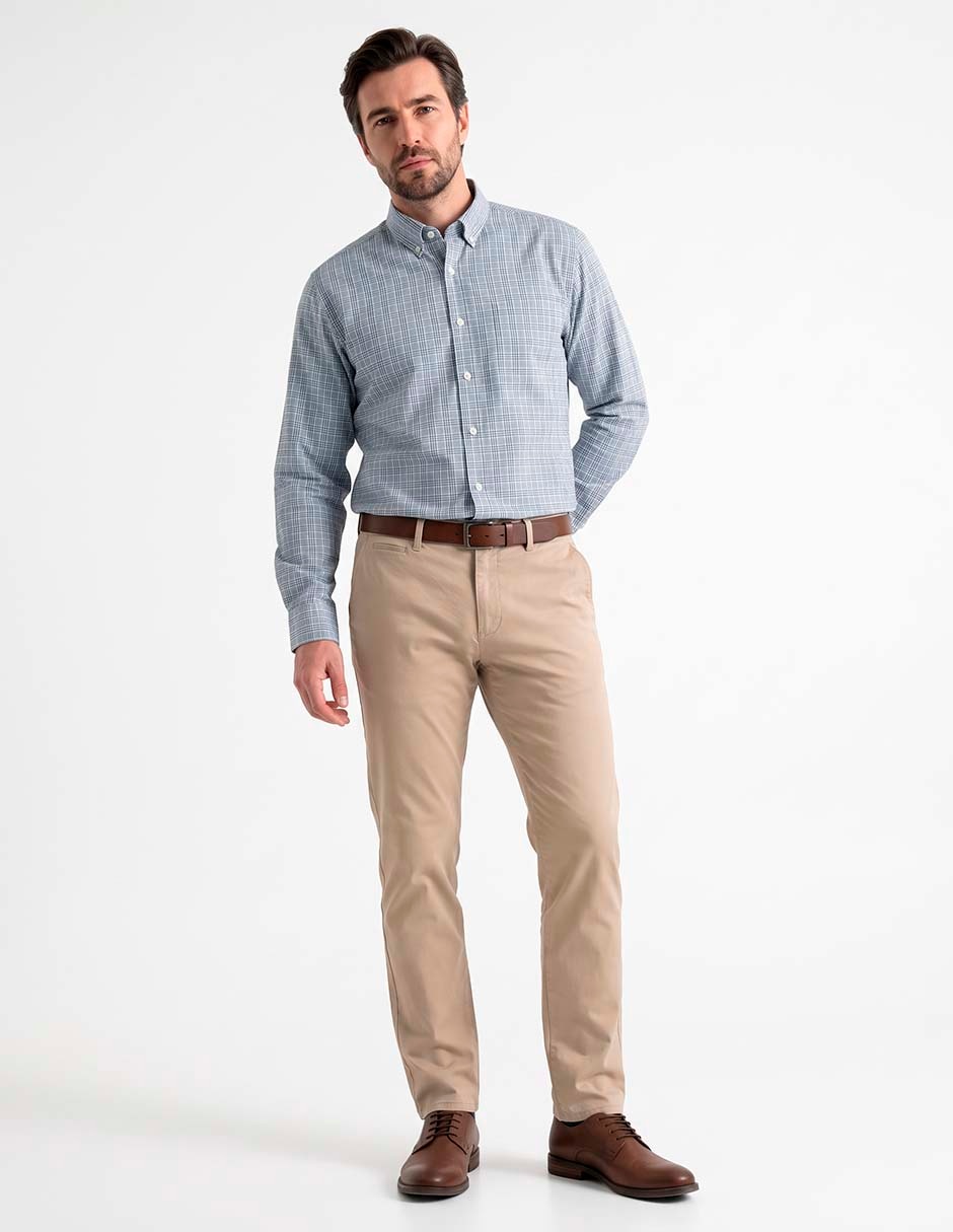 Camisa casual de algodón manga larga para hombre