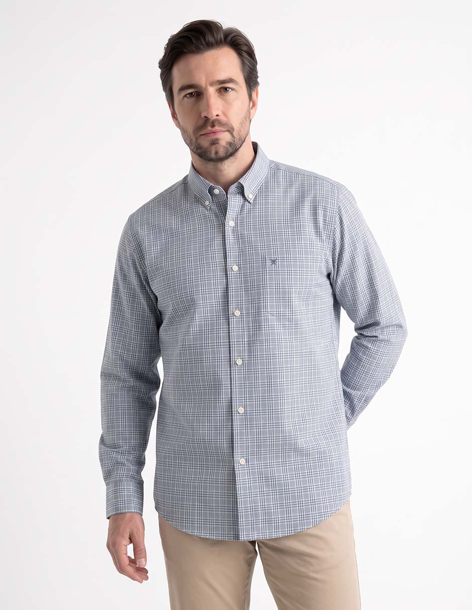 Camisa casual de algodón manga larga para hombre