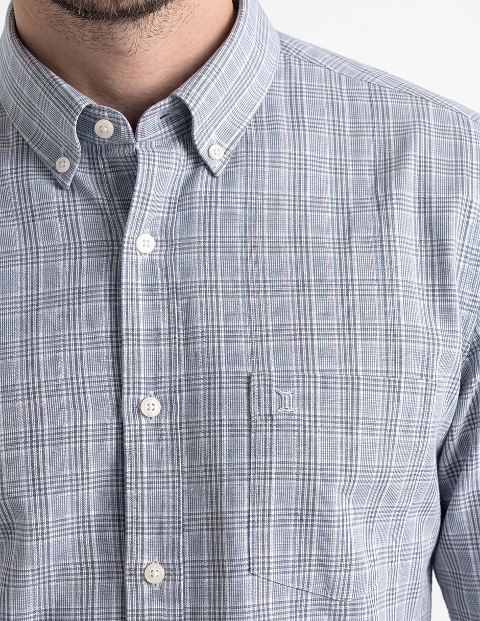 Camisa casual de algodón manga larga para hombre