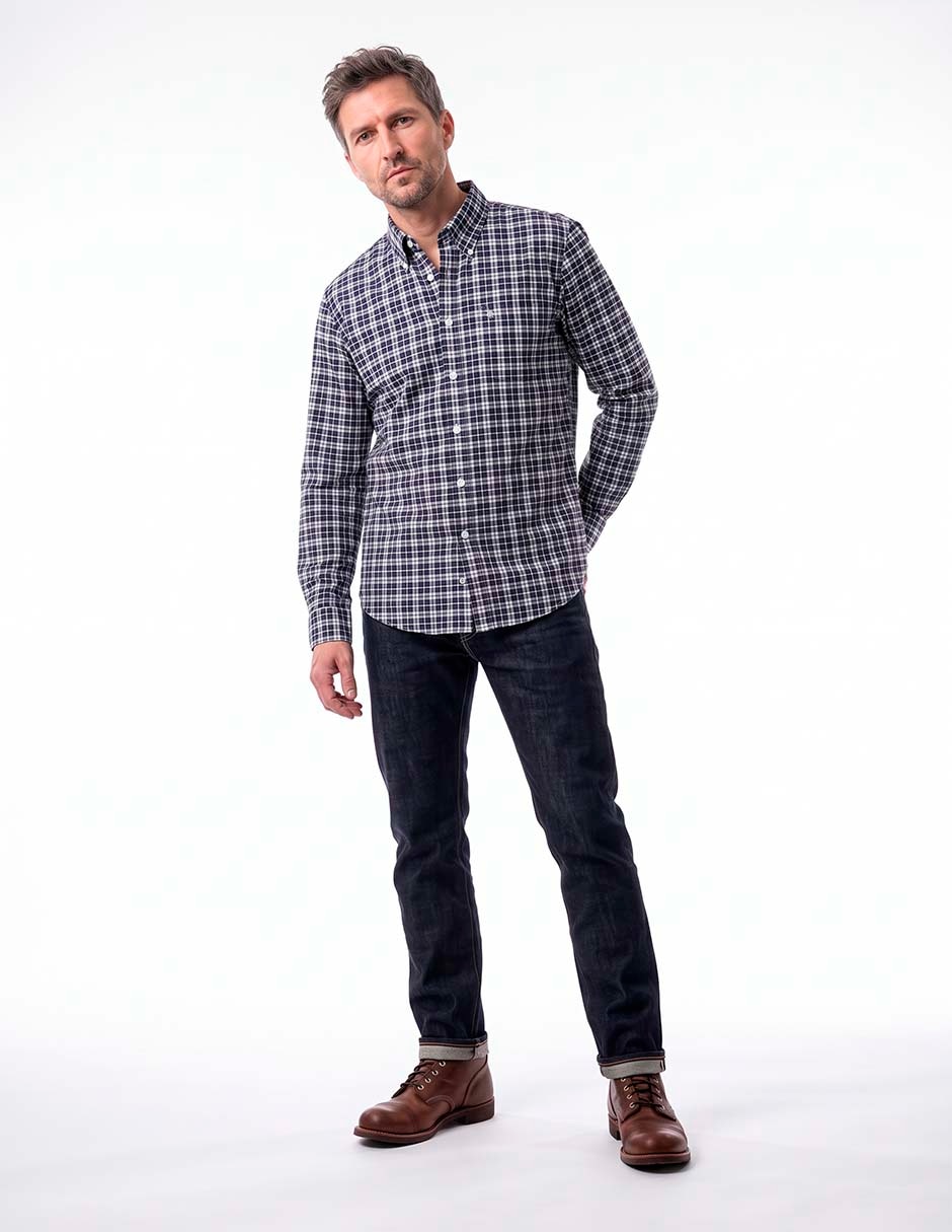 Camisa casual de algodón manga larga para hombre